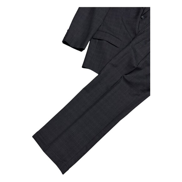 HAGGAR Plaid Grey 2-Piece Suit Set Business Casual Formal Blazer & Pants Men 42S - Picture 5 of 10